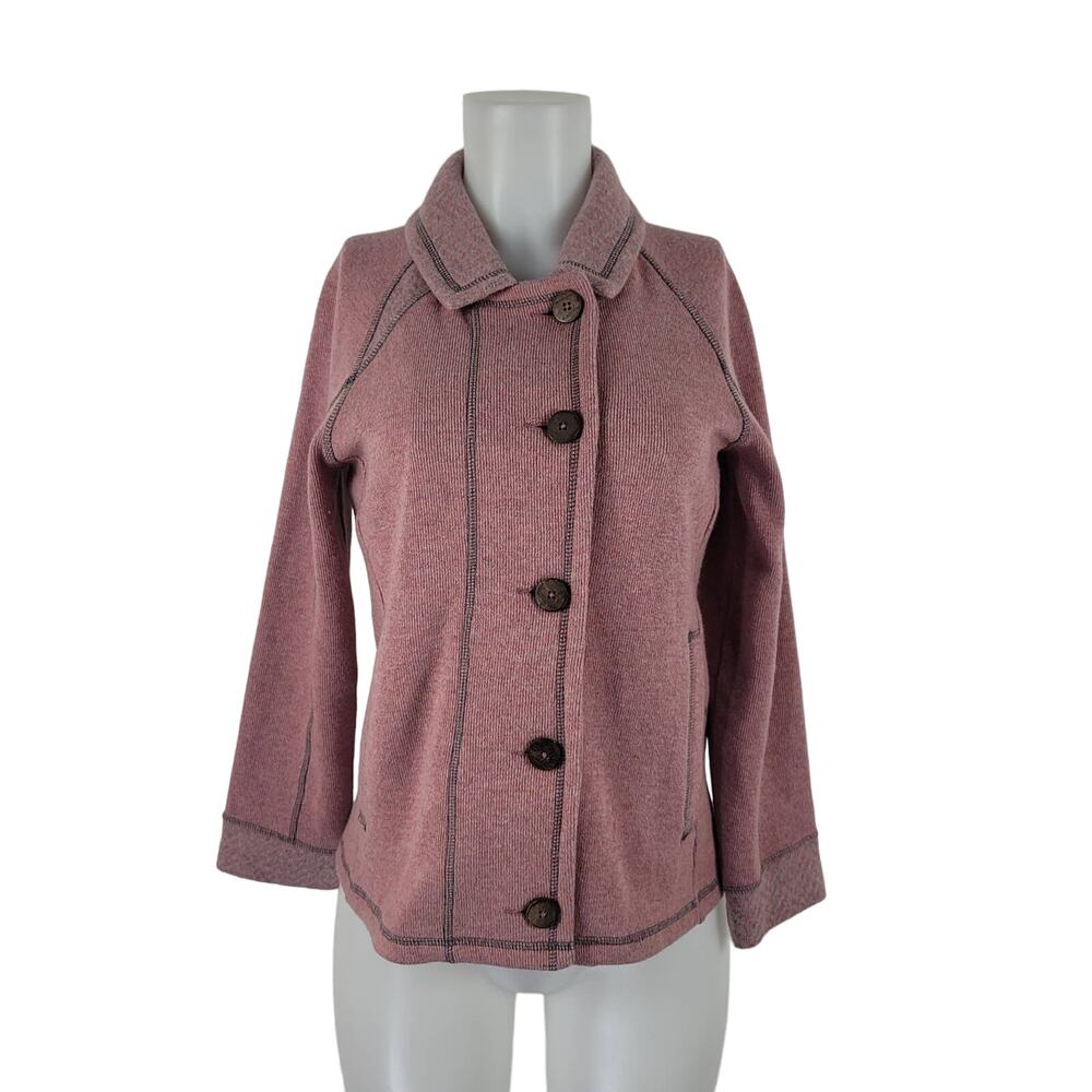 Prana Pink Gray Wool Blend Button Up Winter Warm Women Jacket  S
